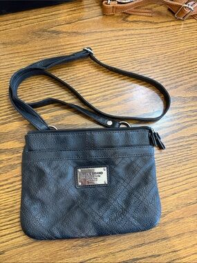 Vintage Relic Black Crossbody Wristlet with Silver Logo Plate